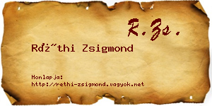 Réthi Zsigmond névjegykártya